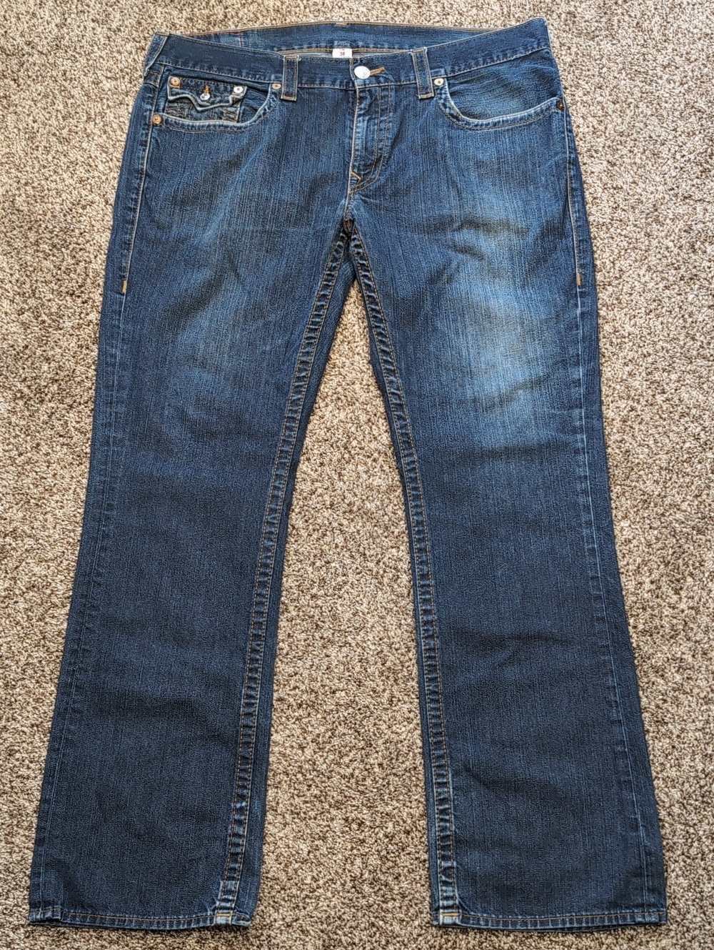 True Religion Ricky Straight Mens Jeans Size 38X34